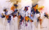 Mashkoor Raza, 36 x 60 Inch, Oil on Canvas, Abstract Painting, AC-MR-232